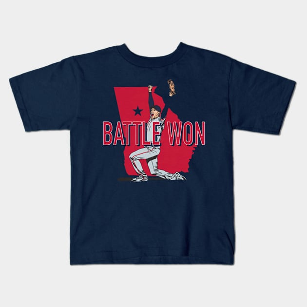 Freddie Freeman Battle Won Kids T-Shirt by KraemerShop